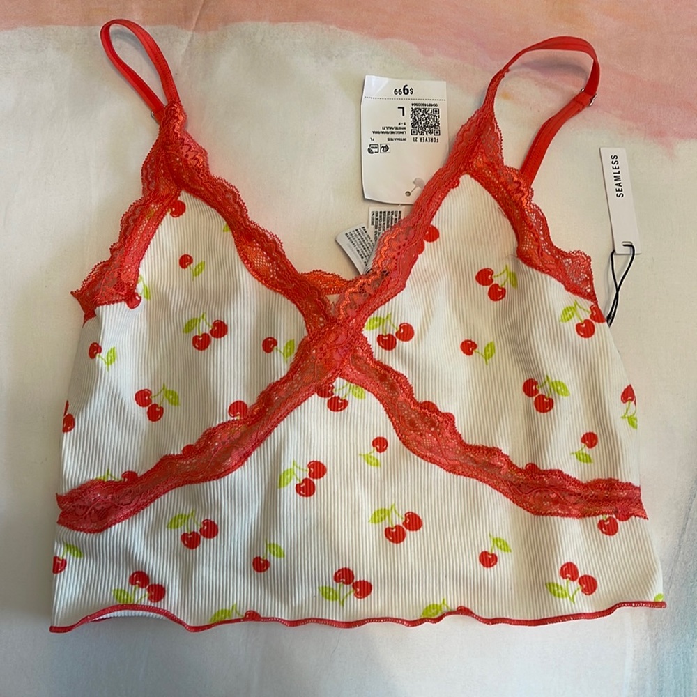 NWT Forever 21 Cropped Cherry Cami
